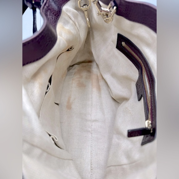 Auth Gucci Small Metallic Purple Leather Cellarius Convertible Soho Tote Bag - Picture 16 of 16